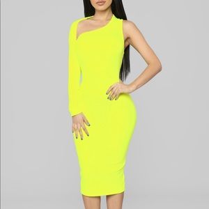 Fashion Nova Neon Yellow Dress